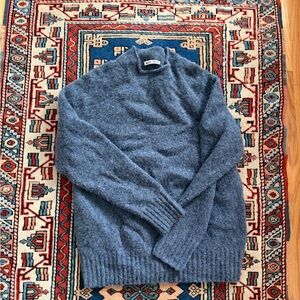 Alex Mill Men's Heathered Blue Crewneck Sweater